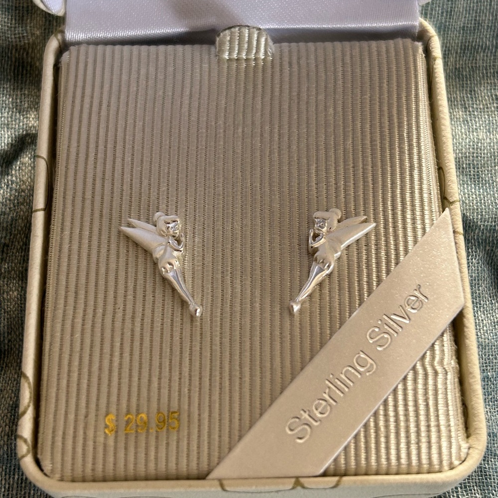 NWT Disney Parks Sterling Silver Tinkerbell Earrings